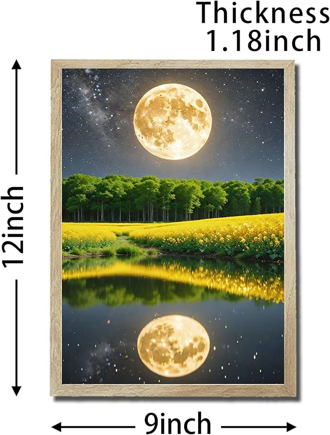 URVIP LED Glowing Photo Frame, 3D Starry-Sky Blue Moon Wall Art, 9x12 Inches - Image 2