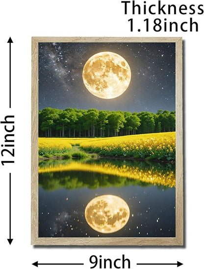 URVIP LED Glowing Photo Frame, 3D Starry-Sky Blue Moon Wall Art, 9x12 Inches - Image 2