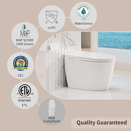 Smart Bidet Toilet with Auto Lid&Seat, Auto 1000 Gram MaP Score Flush, ADA - Image 2