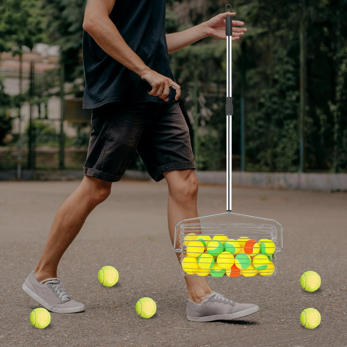 Portable Tennis Ball Picker Retractable Metal Tennis Ball Retriever Multifunc...