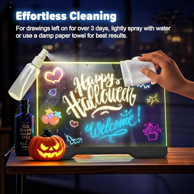 16-Inch Rechargeable Doodle Glow LED Note Board, 7-Color Light Modes, Neon Art - Image 6