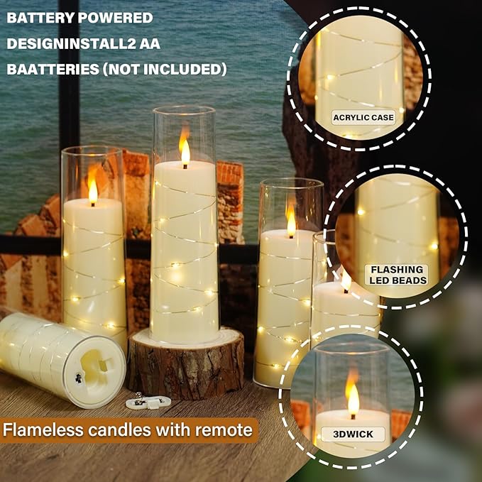 Flickering Flameless LED Candles, Battery Operated Candles 9 Pcs - Image 3