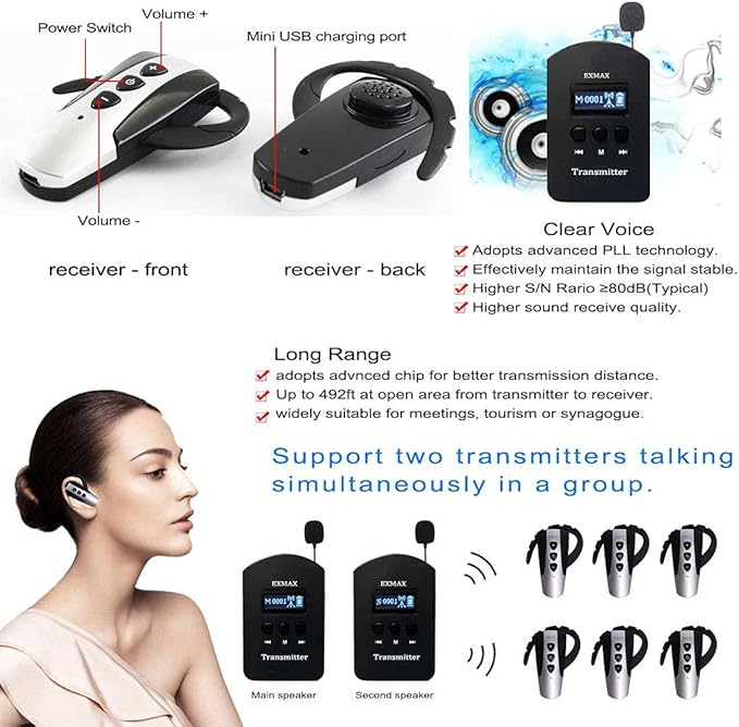 EXMAX® EXD-6824 Handfree 2.4G Wireless Tour Guide System 9999 Channels - Image 7