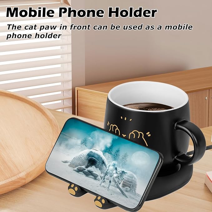 PUSEE Coffee Mug Warmer & Cute Cat Mug Set, Coffee Cup Warmer - Image 5