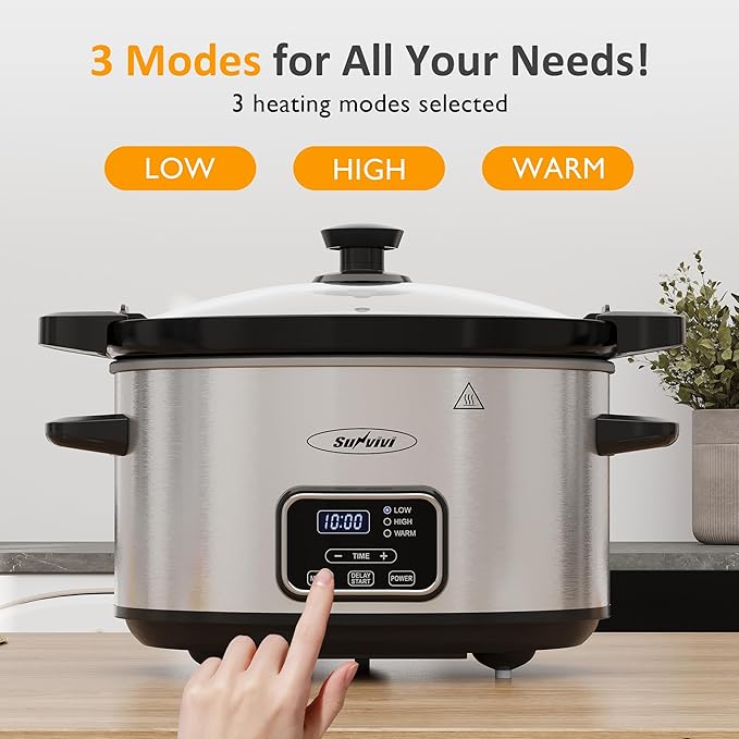 Sunvivi 4qt Slow Cooker, Programmable Slow Cooker - Image 3