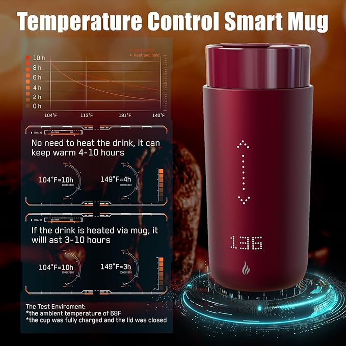 Temperature Control Heated Coffee Mug Smart Self Heating Travel Mug 12 Oz App - Image 5