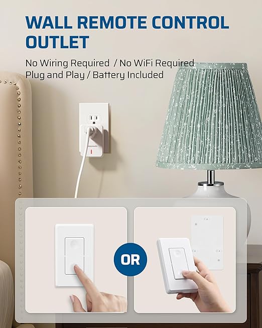 DEWENWILS Remote Control Outlet Wireless Wall Mounted Light Switch, Electrical - Image 2