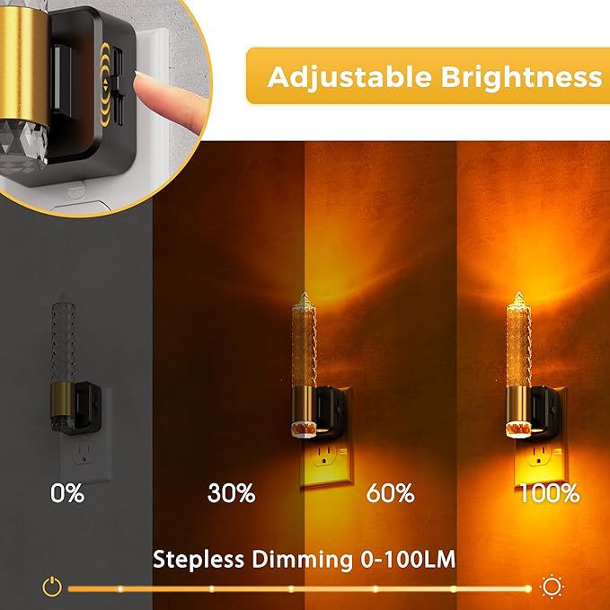 L LOHAS LED Night Light, Amber Candle Night Lights Plug into Wall, 0-100 LM - Image 2