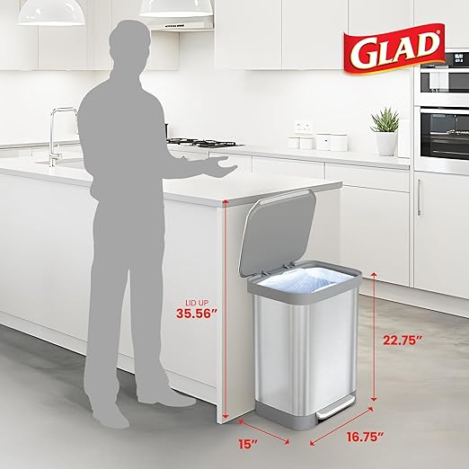 Glad Stainless Steel Step Trash Can, Series 2 - Image 2