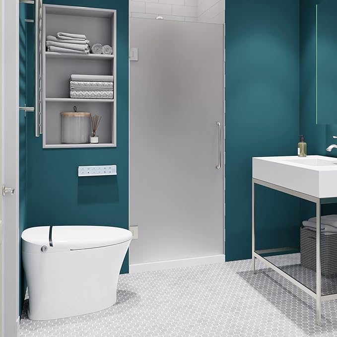 ANZZI 70" x 24" Frameless Frosted Shower Door in Brushed Nickel, Passion Water by ANZZI