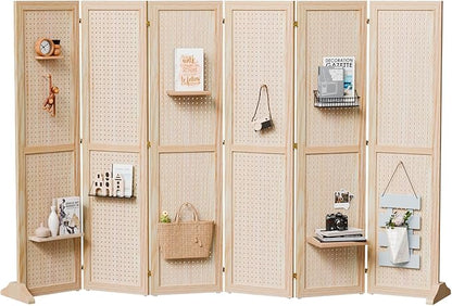 Bonnlo 4/6 Panel Pegboard Freestanding, 5 FT Portable Display Board Organizer by Bonnlo