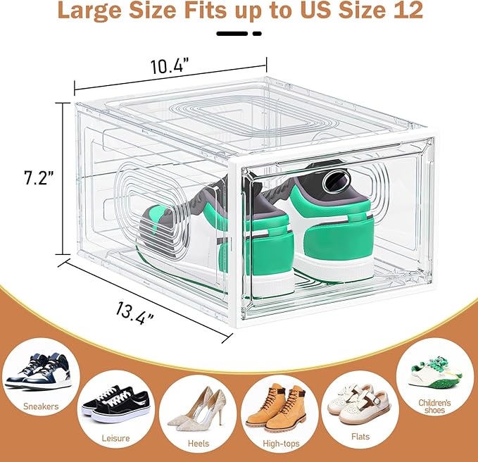 6 Pack Thicken Shoe Organizer Stackable, Upgraded Sturdy Shoe Storage Box - Image 2