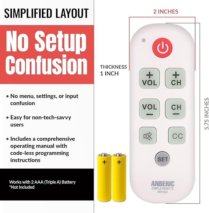 Anderic Easy Big Button Universal TV Remote Control. Easy to Use, Glow Keys - Image 7