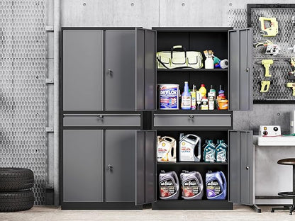 MIIIKO Storage Cabinet with Wheels, Metal Garage Cabinet with Drawer and Doors - Image 2