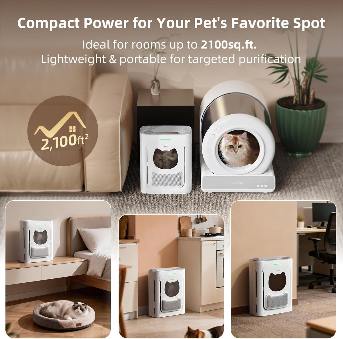 uahpet pet air purifier for home, reduce pet on a desk or shelf