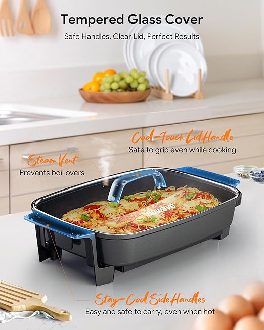 Nuwave Medley XL Digital Electric Skillet, Family Size Griddle w/Glass Lid - Image 8