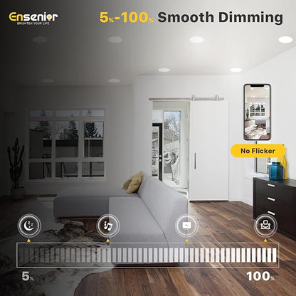 Ensenior 12 Pack 6 Inch LED Recessed Ceiling Light, 2700K-5000K 5CCT, 1200LM - Image 4