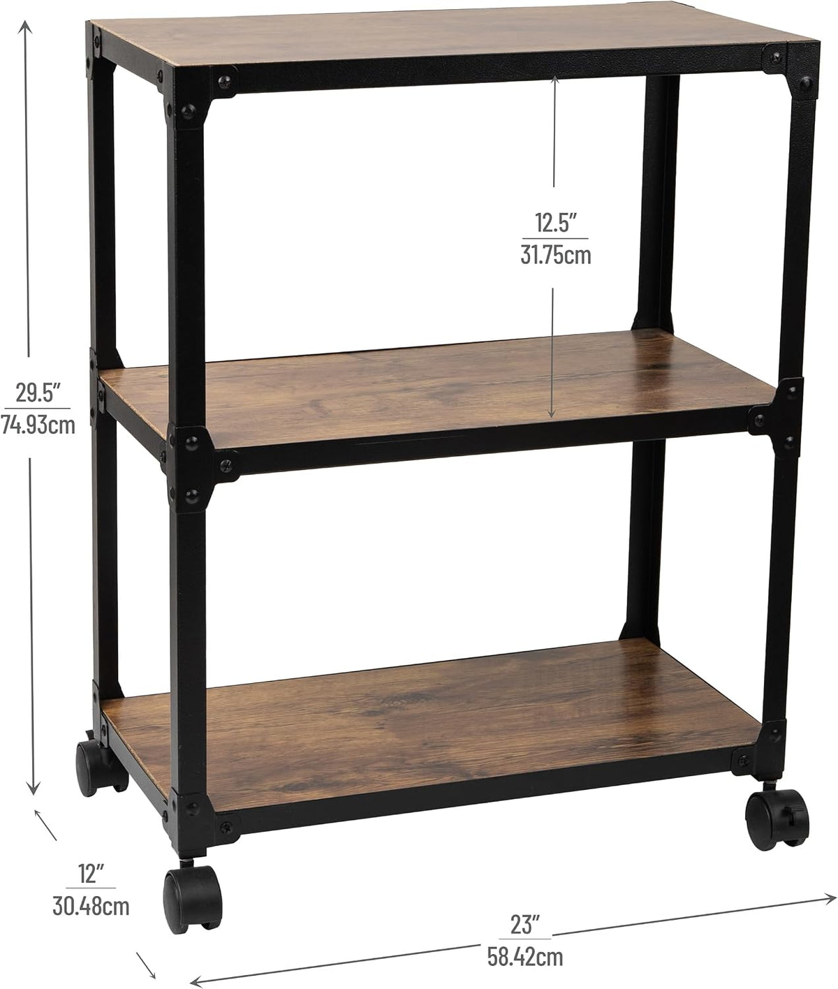 Mind Reader 3 Tier Multipurpose Rolling Cart, Home Storage, Bar Cart, Microwa...