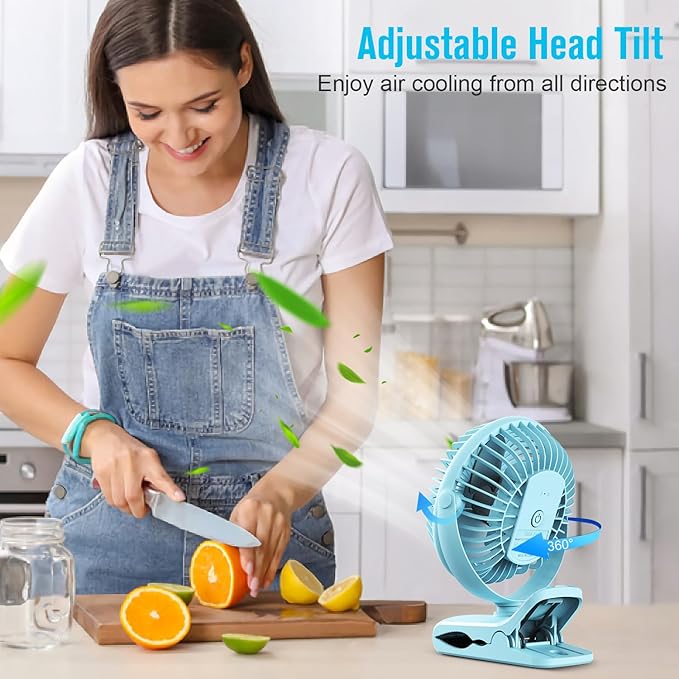 BESKAR Portable Clip on Fan Rechargeable, 4 Speeds Small Battery Operated Fans - Image 7