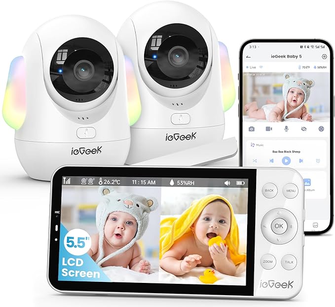 ieGeek 5.5’’ Split-Screen Baby Monitor, 2.5K UHD Baby Monitor by ieGeek