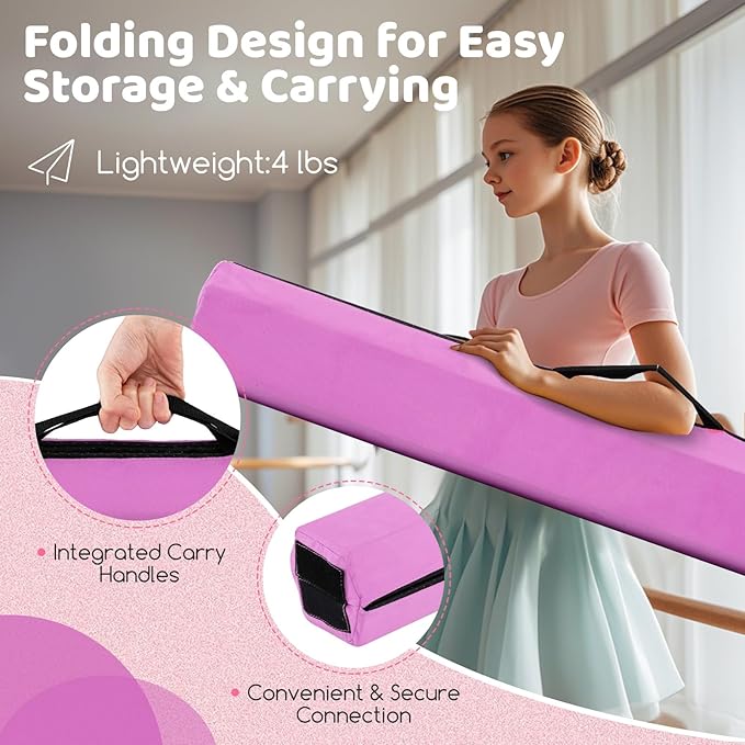 Giantex 7FT/8FT/9FT Balance Beam, Folding Gymnastics Beam w/Carry Handles - Image 6