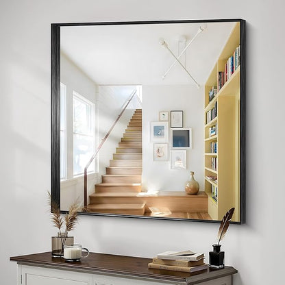 CIRCUMI Black Bathroom Mirror, Brushed Finish, Tempered Glass, Mirror - Image 4