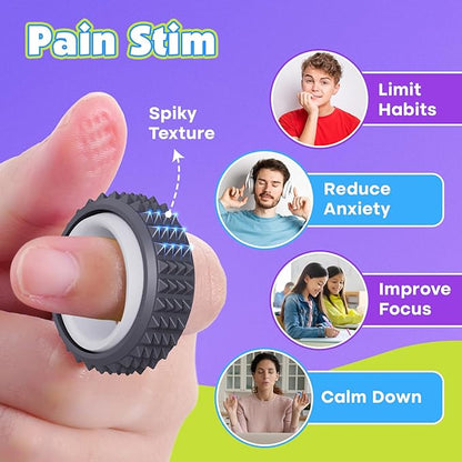Fidget Toys Sensory Rings for Adults: 12 Pack Spiky Spinner Rings for Pain Stim - Image 3