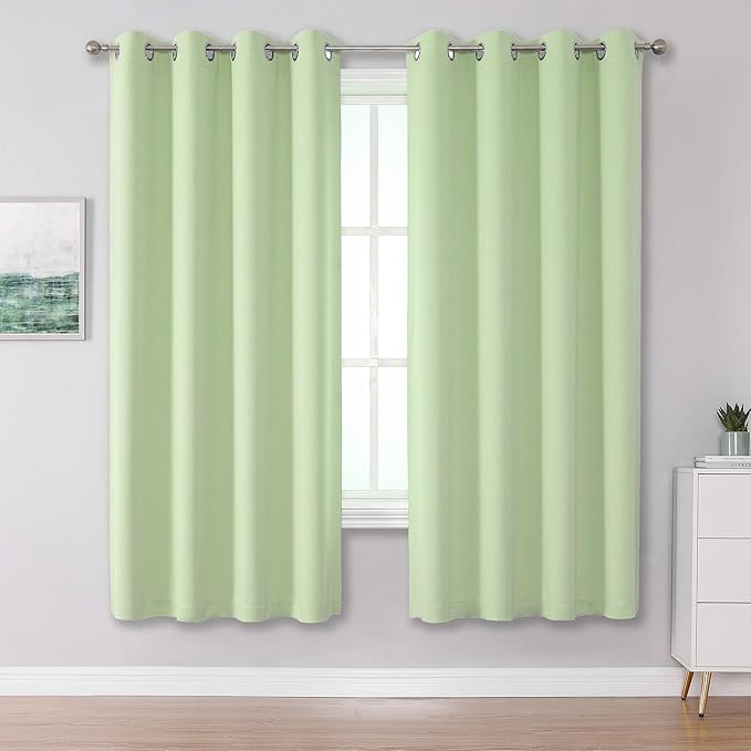 DUALIFE Light Green Blackout Curtain Panels/Drapes by DUALIFE
