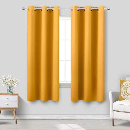KOUFALL 72 Inch Curtains Length, 2 Panels Set, Mustard Yellow by KOUFALL