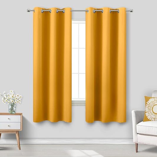 KOUFALL 72 Inch Curtains Length, 2 Panels Set, Mustard Yellow by KOUFALL