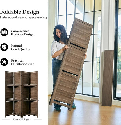Partition Room Dividers, 67 * 51inch Folding Wood Privacy Screen - Image 3
