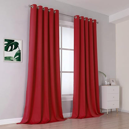 DUALIFE 108 inches Long Red Blackout Curtains - Image 2