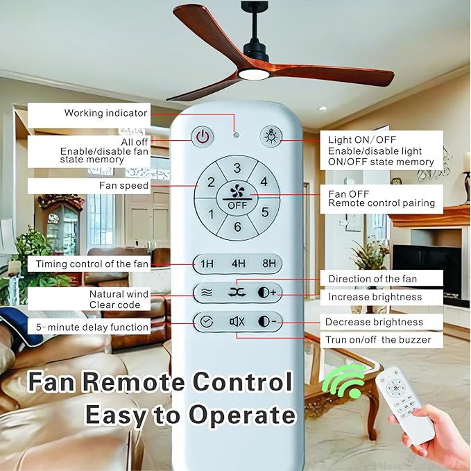 Gaizw 42 inch Ceiling Fan with Light and Remote Control, 3 Blades Ceiling Fans - Image 4