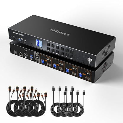 TESmart 4K@144Hz Displayport+HDMI KVM Switch 2 Monitors 4 Computers, HDMI 2.1 & by TESmart