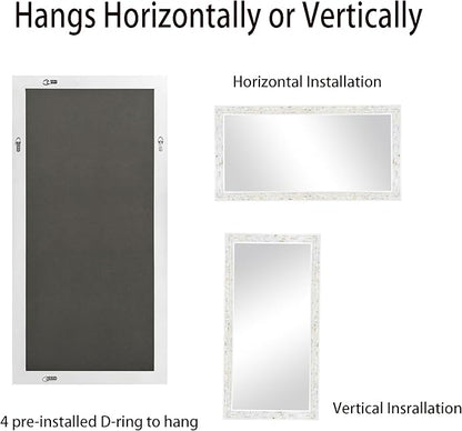 Tanmicoshomy 24 x 47 Inch White Rectangle Wall Mirror, Rectangular Mirrors - Image 3