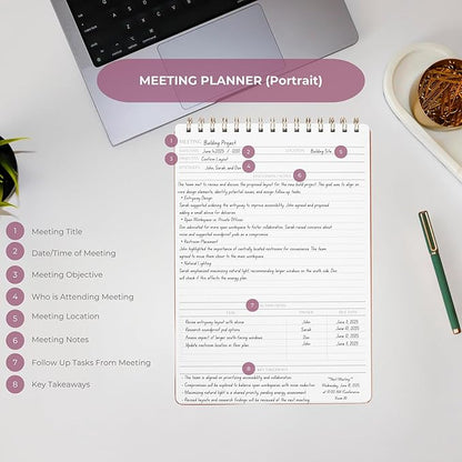 | Meeting Notebook for Work | 8.25" x 11.75" | Project Planner | Simple Design - Image 3
