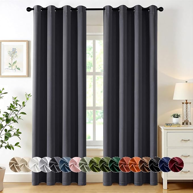 MIULEE Grey Blackout Curtains for Bedroom Living Room 84 Inches Long 2 Panels by MIULEE