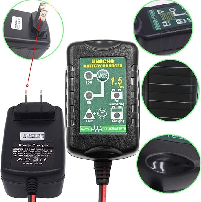 6V 12V Battery Charger 1.5A Automatic Battery maintainer trickle Battery - Image 5