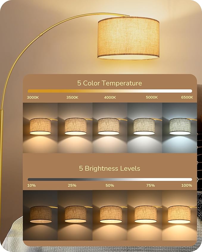 EDISHINE 78.3" Gold Arched Floor Lamp - Image 4