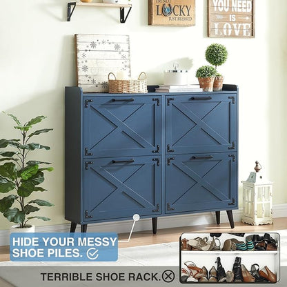 Shoe Storage Cabinet, Farmhouse Shoe Organizer - Image 3