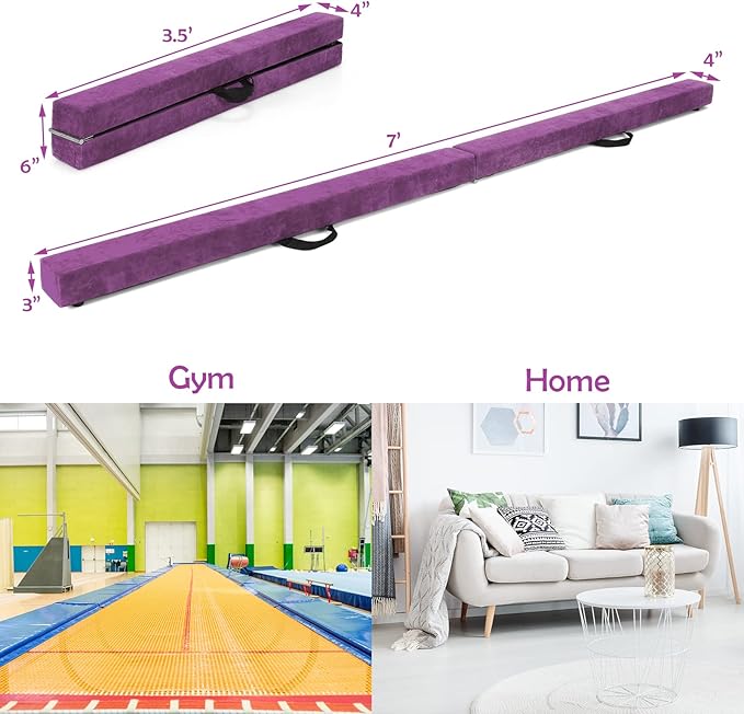 Giantex 7FT/8FT/9FT Balance Beam, Folding Gymnastics Beam w/Carry Handles - Image 6