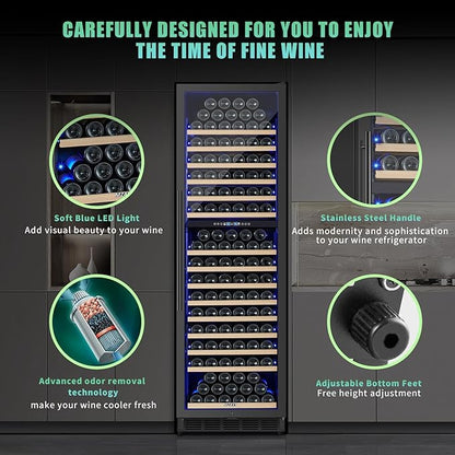 200 Bottle Dual Zone Wine Fridge, 24 Inch Large Wine Cooler Refrigerator - Image 5