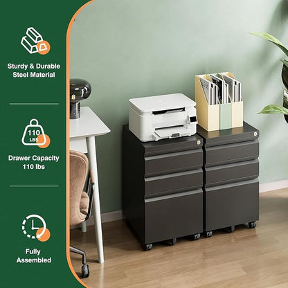 Letaya 3 Drawer Mobile File Cabinet - Image 7