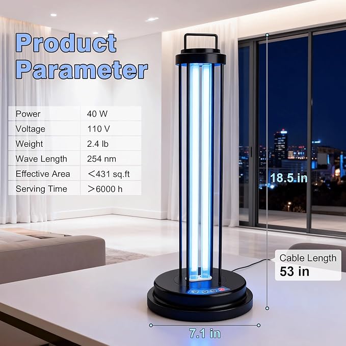 UV Light Sanitizer, 40W Metal Ultraviolet Sanitizer, Ultraviolet Light - Image 5