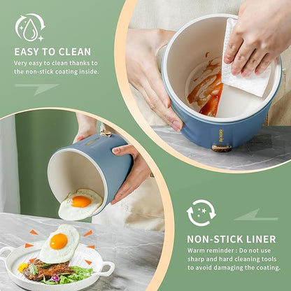 Hot Pot Electric, 1L Mini Ramen Cooker, 450W Rapid Noodles Cooker, Portable Pots - Image 3