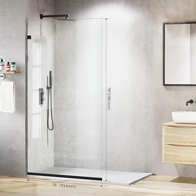 36" W * 78" H Fixed Frameless Shower Screen - Image 3