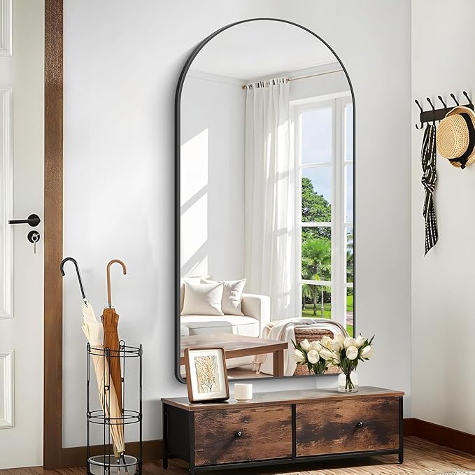 GLASHOM Arched Bathroom Mirror, Wall Mounted Mirror, Vanity Wall Mirror Metal - Image 4