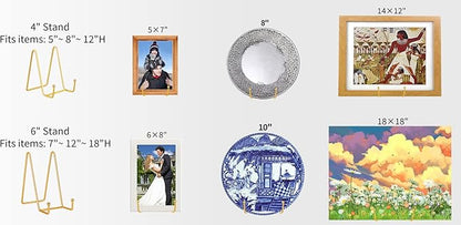 IBosins 5 Pack 4 Inch Plate Holder Display Stands, Metal Gold Frame Stand - Image 3