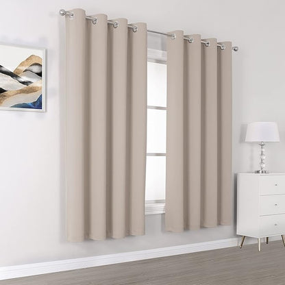 DUALIFE Light Brown Blackout Curtains 72 Inches Long - Image 2