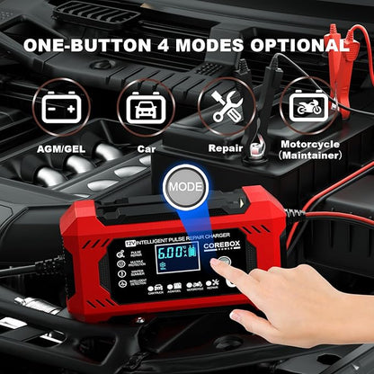 Corebox Battery Charger 6-Amp 12V Automatic Smart Battery Trickle Charger - Image 4